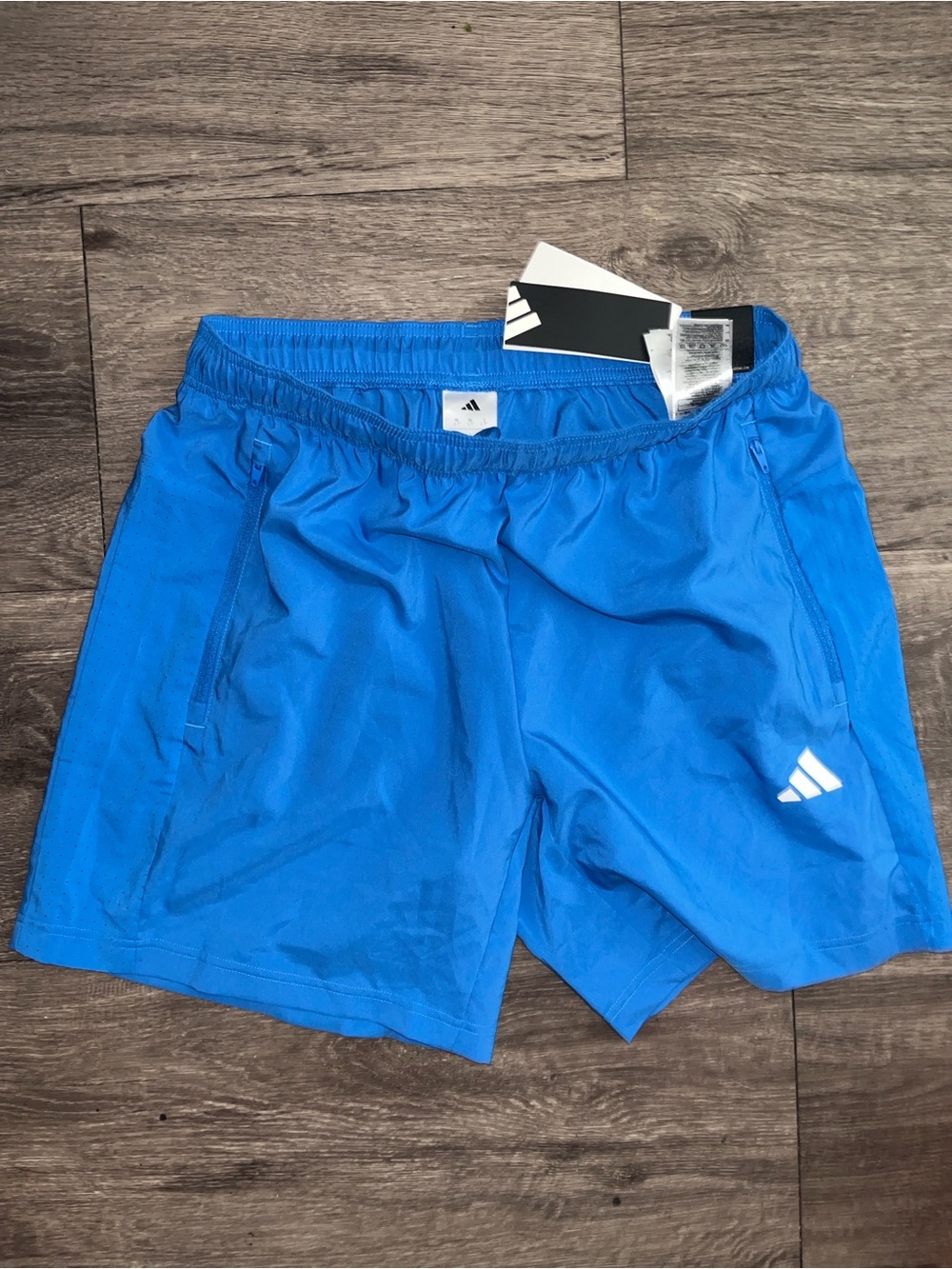 adidas Men's Bright Blue Training Shorts large 7” above knee workout swim NWT